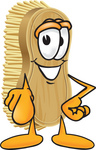 Clip Art Graphic of a Scrub Brush Mascot Character Pointing Outwards at the Viewer