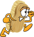 Clip Art Graphic of a Scrub Brush Mascot Character Running