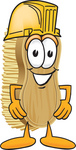 Clip Art Graphic of a Scrub Brush Mascot Character Wearing a Yellow Hardhat Helmet