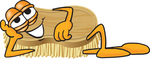 Clip Art Graphic of a Scrub Brush Mascot Character Lying on His Side and Resting His Head on His Hand