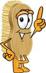 Clip Art Graphic of a Scrub Brush Mascot Character Pointing Upwards