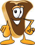 Clip Art Graphic of a Beef Steak Meat Mascot Character Pointing Outwards at the Viewer