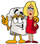 Clip Art Graphic of a White Chefs Hat Cartoon Character With His Arm Around a Blond Woman