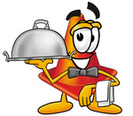 Clip Art Graphic of a Construction Traffic Cone Cartoon Character Dressed as a Waiter and Holding a Serving Platter