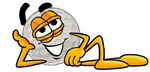 Clip Art Graphic of a Golf Ball Cartoon Character Resting His Head on His Hand