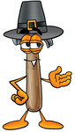 Clip Art Graphic of a Hammer Tool Cartoon Character Wearing a Pilgrim Hat on Thanksgiving