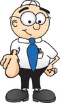 Clip Art Graphic of a Geeky Caucasian Businessman Cartoon Character Pointing at the Viewer