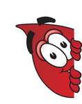Clip Art Graphic of a Transfusion Blood Droplet Mascot Cartoon Character Peeking Around a Corner