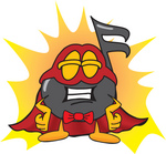 Clip Art Graphic of a Semiquaver Music Note Mascot Cartoon Character Dressed as a Super Hero