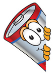 Clip Art Graphic of a Battery Mascot Character Peeking Around a Corner