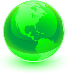 Clip Art Graphic of a Shiny Green World Globe With The American Continents