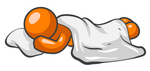Clip Art Graphic of a Comfortable Orange Man Character Sleeping On A Pillow Under A Sheet