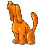 Clip Art Graphic of an Orange Hound Dog Character Sounding A Lonely Howl
