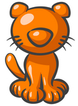 Clip Art Graphic of an Orange Kitty Cat Character Sitting