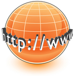 Clip Art Graphic of an Orange Internet Globe With Http Www On It