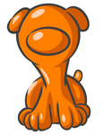 Clip Art Graphic of an Orange Dog Character Sitting And Looking Forward
