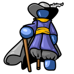 Clip Art Graphic of a Blue Guy Character Pirate