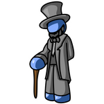 Clip Art Graphic of a Blue Guy Character Dressed As Abraham Lincoln