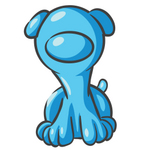 Clip Art Graphic of a Sky Blue Puppy Dog