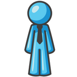 Clip Art Graphic of a Sky Blue Guy Character Standing
