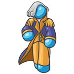 Clip Art Graphic of a Sky Blue Guy Character as George Washington
