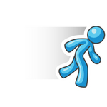 Clip Art Graphic of a Sky Blue Guy Character Running