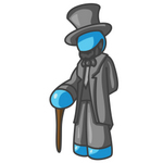 Clip Art Graphic of a Sky Blue Guy Character as Abraham Lincoln