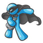 Clip Art Graphic of a Sky Blue Guy Character Thief