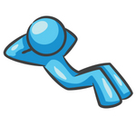 Clip Art Graphic of a Sky Blue Guy Character Doing Situps