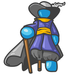 Clip Art Graphic of a Sky Blue Guy Character Pirate