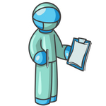 Clip Art Graphic of a Sky Blue Guy Character Surgeon